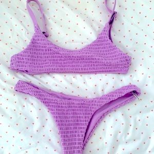 Zaful lavender smocked bikini set!